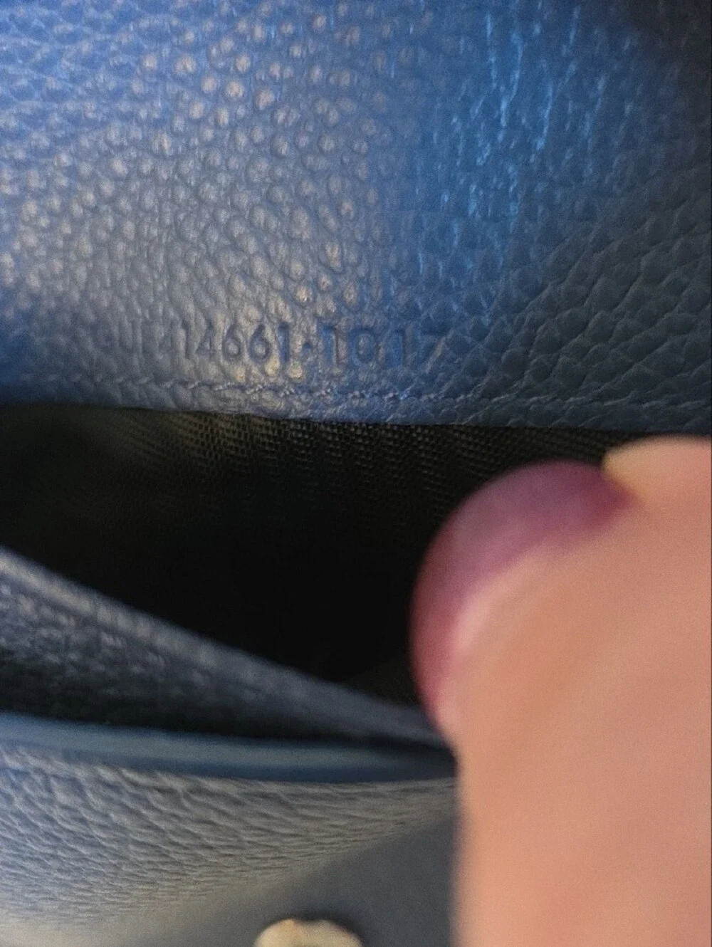 Saint Laurent Navy Pebbled Zip Wallet with Gold Logo Tag